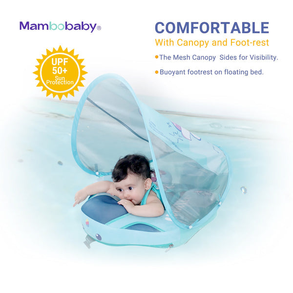 Mambobaby KuKuKiKi Baby Float with Canopy & Tail – Non-Inflatable Pool Float, 3–24 Months (6–18 kg)