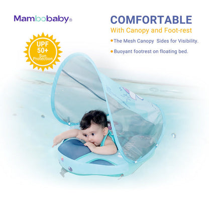 Mambobaby KuKuKiKi Baby Float with Canopy & Tail – Non-Inflatable Pool Float, 3–24 Months (6–18 kg)