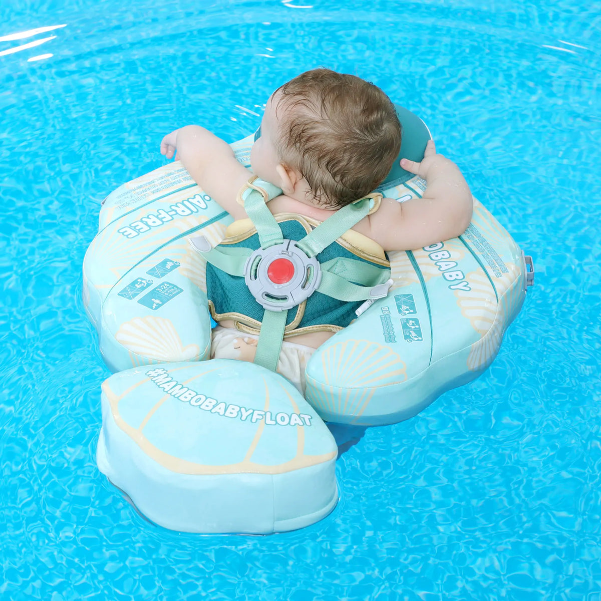 Mambobaby Seashell Baby Float with Canopy & Tail – Non-Inflatable Pool Float, 3–24 Months (5–18 kg)