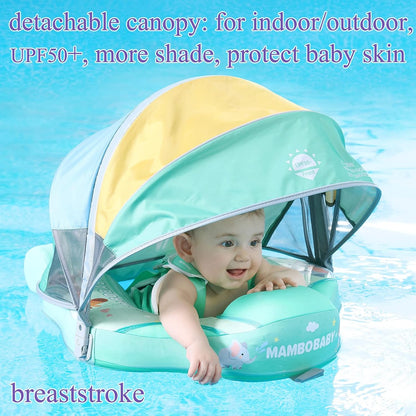 Mambobaby Animal Series Baby Float with Canopy & Tail – Non-Inflatable Pool Float, 3–24 Months (6–18 kg)