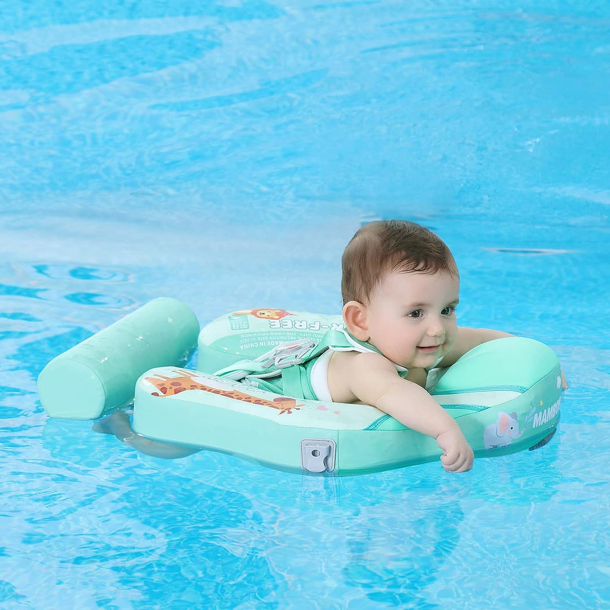 Mambobaby Animal Series Baby Float with Canopy & Tail – Non-Inflatable Pool Float, 3–24 Months (6–18 kg)