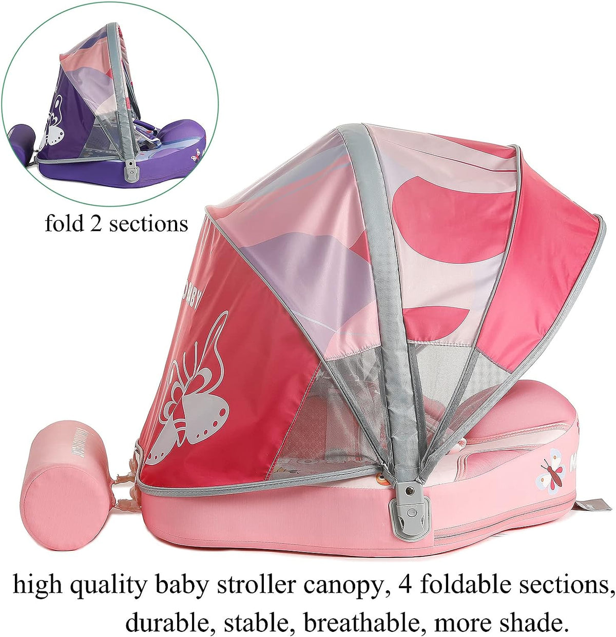 Mambobaby Animal Series Baby Float with Canopy & Tail – Non-Inflatable Pool Float, 3–24 Months (6–18 kg)