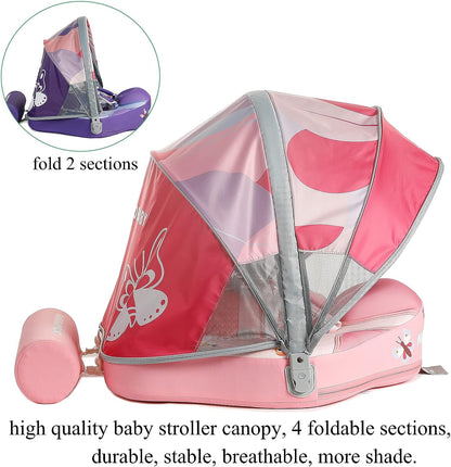 Mambobaby Animal Series Baby Float with Canopy & Tail – Non-Inflatable Pool Float, 3–24 Months (6–18 kg)