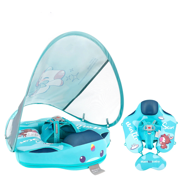 Mambobaby KuKuKiKi Baby Float with Canopy & Tail – Non-Inflatable Pool Float, 3–24 Months (6–18 kg)