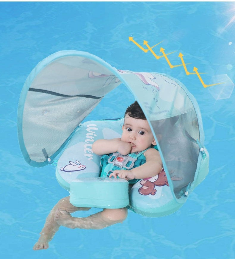 Mambobaby KuKuKiKi Baby Float with Canopy & Tail – Non-Inflatable Pool Float, 3–24 Months (6–18 kg)
