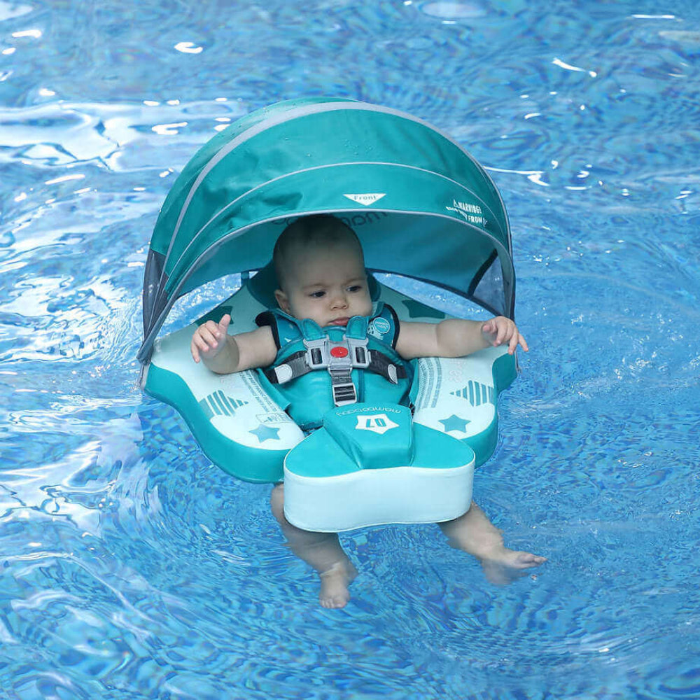 Mambobaby™ Airplane Float for babies 3-48 months, featuring a non-inflatable core and UPF 50+ canopy.