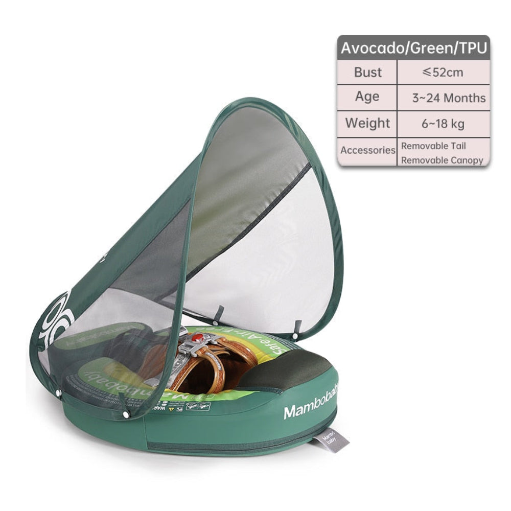 Technical dimensions and sizing specifications for the Mambobaby™ Avocado Float for UK parents.