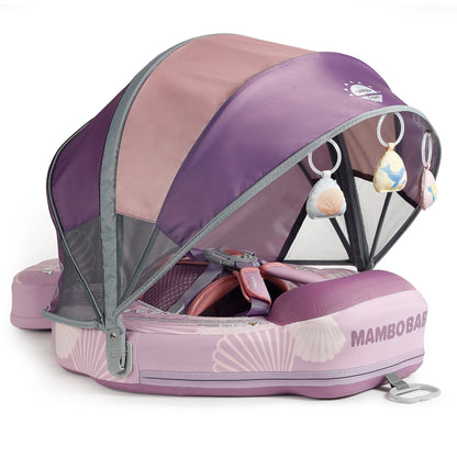 Pink Mambobaby Seashell self-inflating baby float for infants 3-24 months. The perfect safe baby shower gift for UK families.